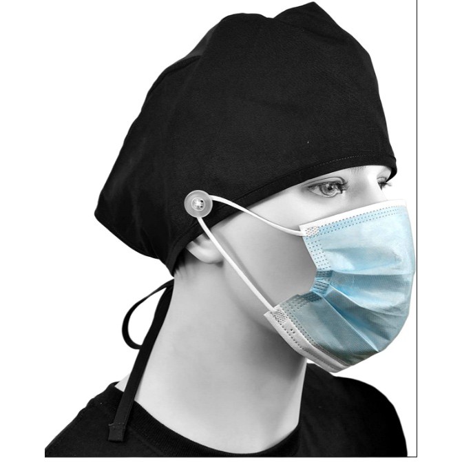 Topi Operasi DRILL plus KANCING topi bedah scrub hat surgery topi koki dokter