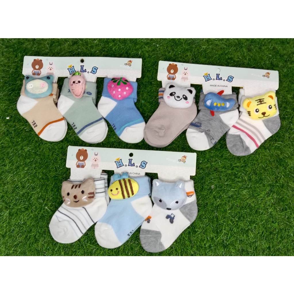 Kaos Kaki Baby Halus Mix Boneka isi 3 Pasang