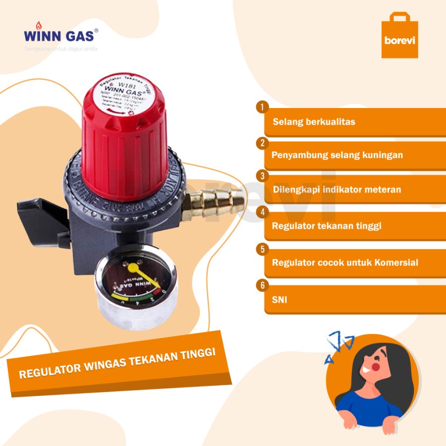 Regulator WINN GAS W 181 M High Pressure (Pakai Meter) | SNI