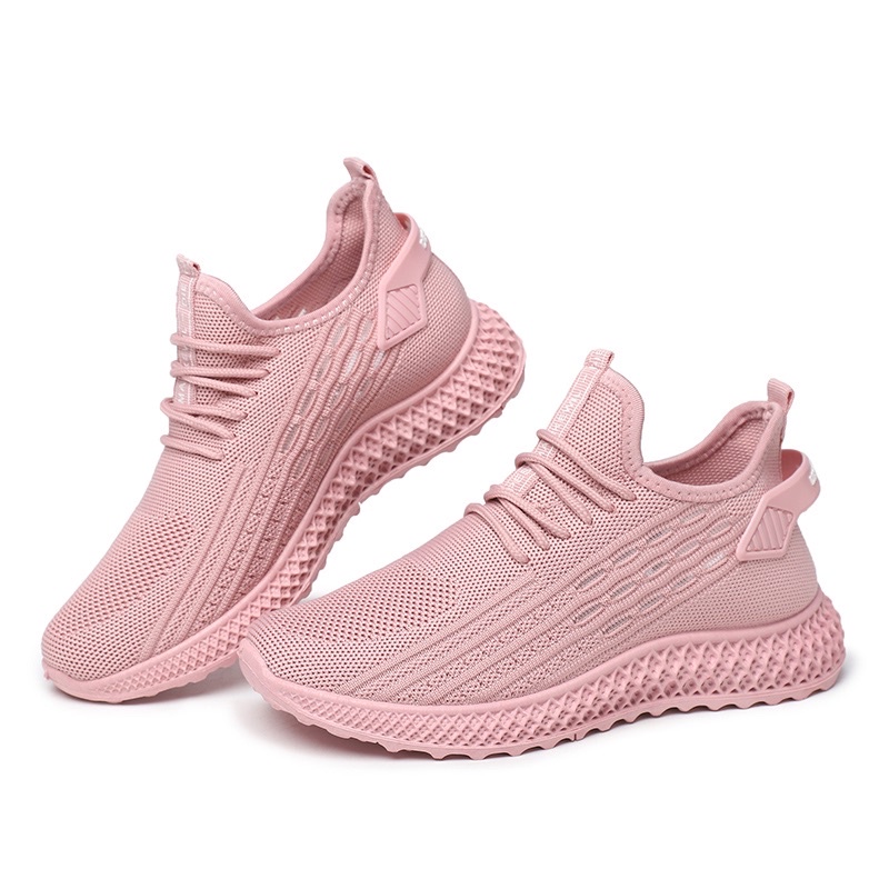 [GROSIR][COD] SEVEN_DAY SEPATU RAJUT WANITA OLAHRAGA IMPORT CASUAL KANVAS SHOES PINK QX-01