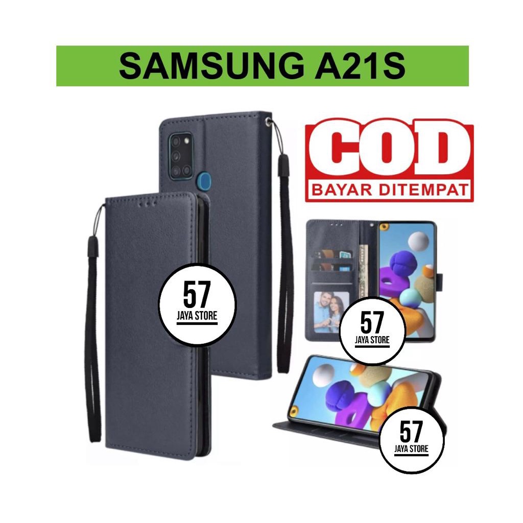 Flip Case Samsung A21s Flip Dompet Casing HP Wallet Leather cover