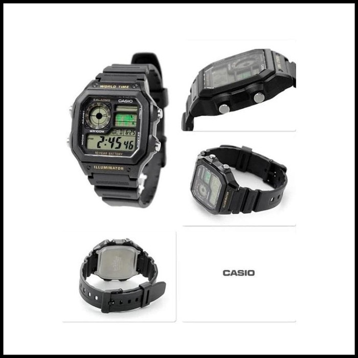 Casio Original AE-1200WH Jam Tangan Pria - Digital - Karet - Hitam