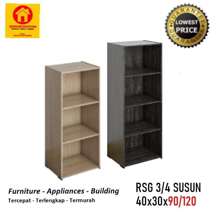 Rak Kayu 3 / 4 Susun - Rak Multifungsi - Rak Buku - RSG - GRAVER