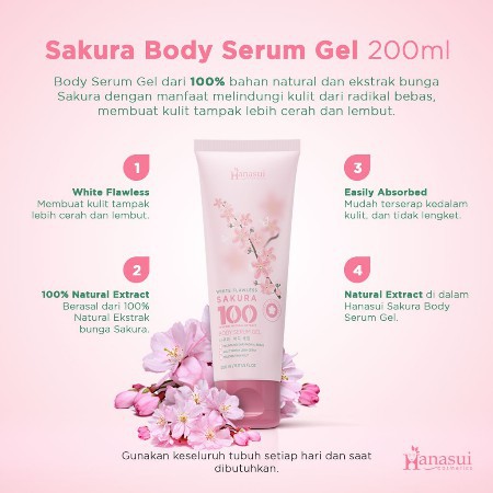 [BPOM] HANASUI Body Serum Gel Aloe Vera / Vitamin C / Sakura 200ml