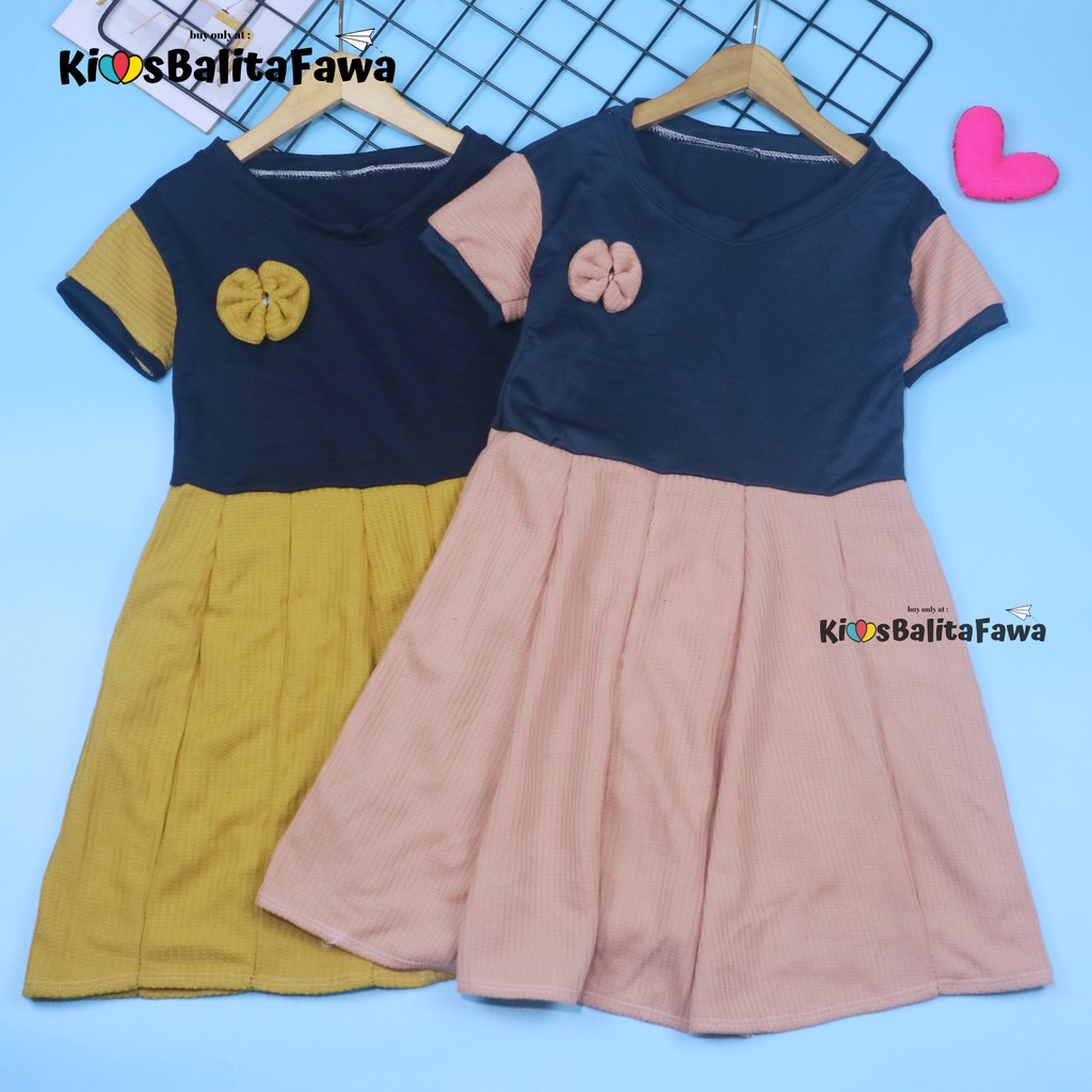 Dress Maudy Size 5-6 Tahun / Dres Anak Perempuan Murah Baju Cewek Gaun Lengan SD Pesta Import