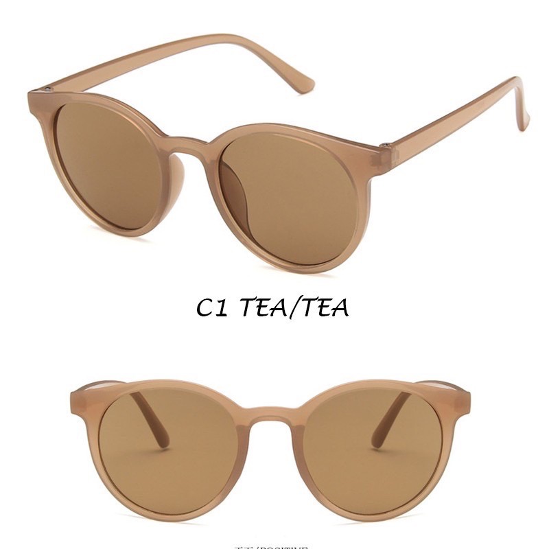 WBS ✅ Kaca Mata Korean Fashion Retro Bulat Kacamata Sunglasses Hitam Wanita Pria Grosir Import KC007-5