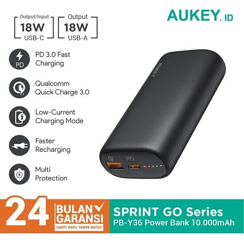 Aukey Powerbank 10.000 mAh Sprint Go PD &amp; QC - 500461 - PB-Y36