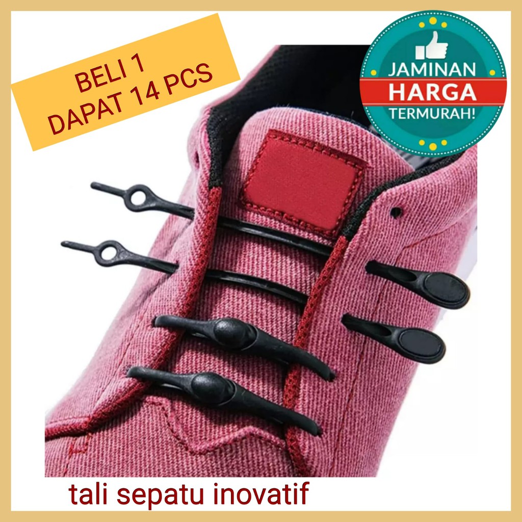 ORIGINAL VTIE SHOE LACE TALI SEPATU KEKINIAN BAHAN SILICON ISI 14PCS TALI SEPATU FASHION