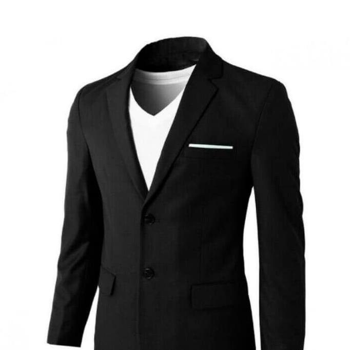 Jas Blazer, Jas Kantor, Jas Kerja Pria, Hitam, XL
