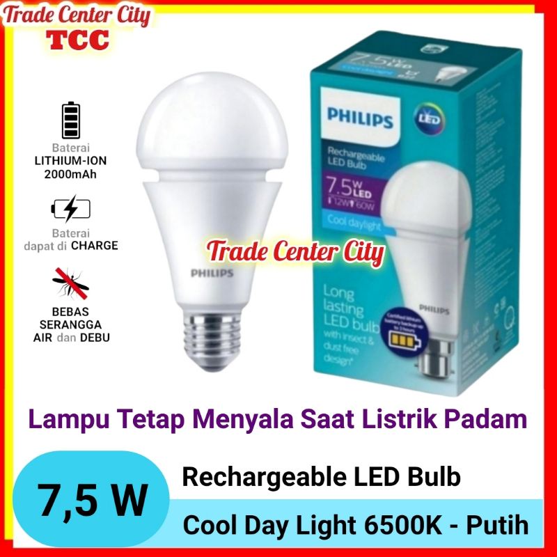 Lampu EMERGENCY LED Philips 7,5 watt Radiant Line Cahaya Putih Bohlam Darurat AC DC Emergensi Emerje