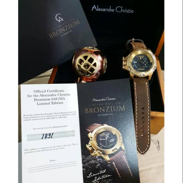 Jam Tangan Alexander Christie BRONZIUM V2 AC 6481 Tali Kulit Mesin Automatic Original