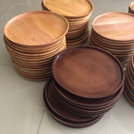 Nampan Kayu 30cm Nampan Baki Wooden Tray Bulat Kayu Mahoni