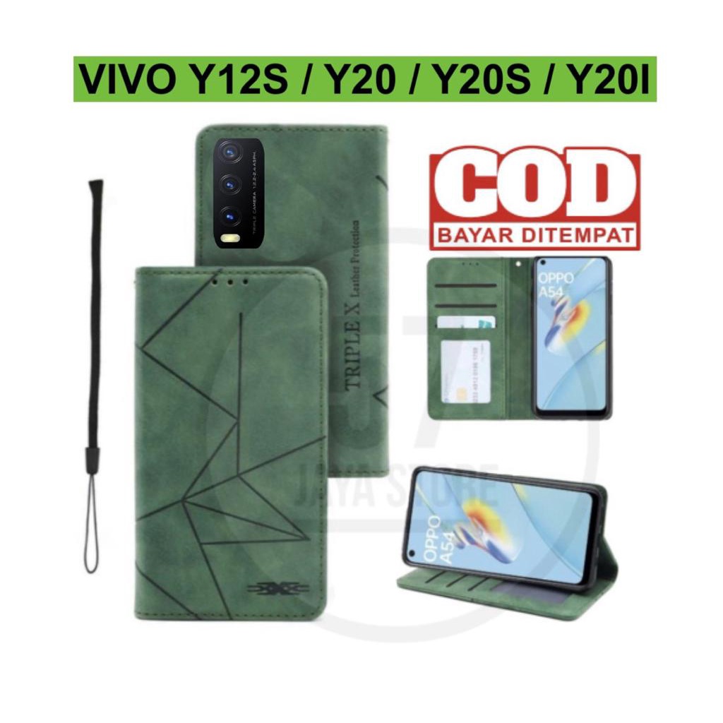 Case Vivo Y20 Y20i Y20s Y12s Premium Quality flip case magnet terbaru leather flip cover magnet
