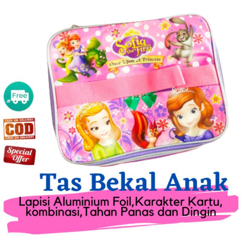 Tas Bekal Anak Perempuan Jinjing  Karakter Sofia/Pawpatrol/Littlepony