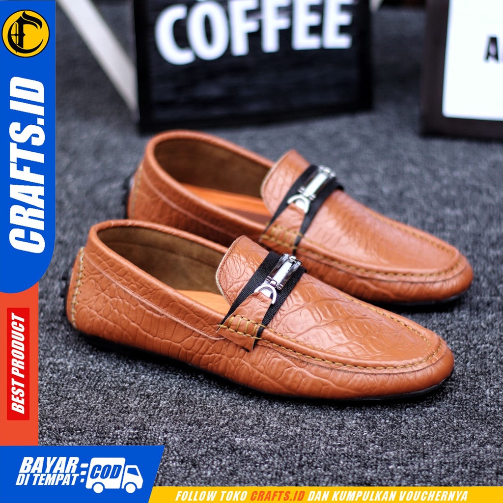 Crafts Granolah - Sepatu Kulit Casual Slip On Kerja Pria