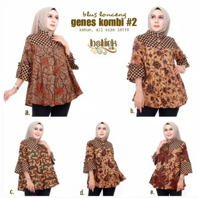 Blus Lonceng Genes Kombi #2 Busana Atasan Batik Wanita Cantik Modern Casual Formal Katun Premium