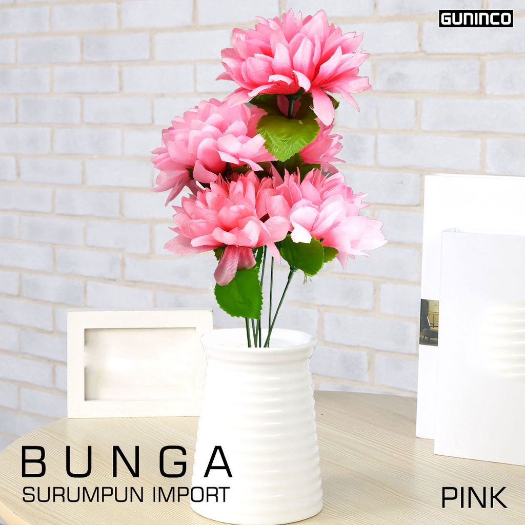 GUNINCO BUNGA SERUNI SERUMPUN MAWAR Artificial Buatan Bunga Palsu Tanaman Hiasan Dinding Bunga Taman-PINK