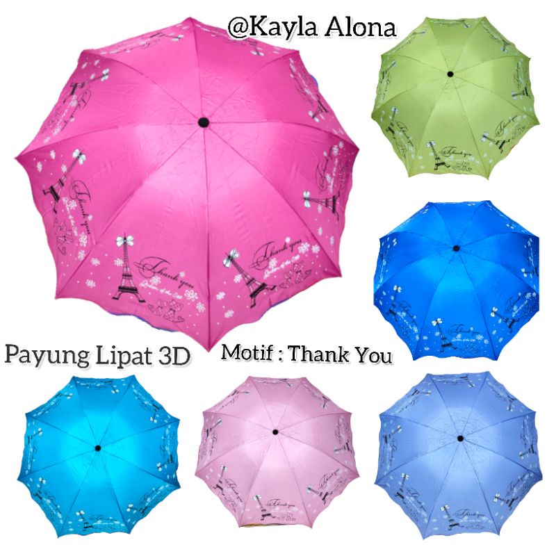 ( NF-353 ) PAYUNG LIPAT 3D NAGOYA Motif : Thank You