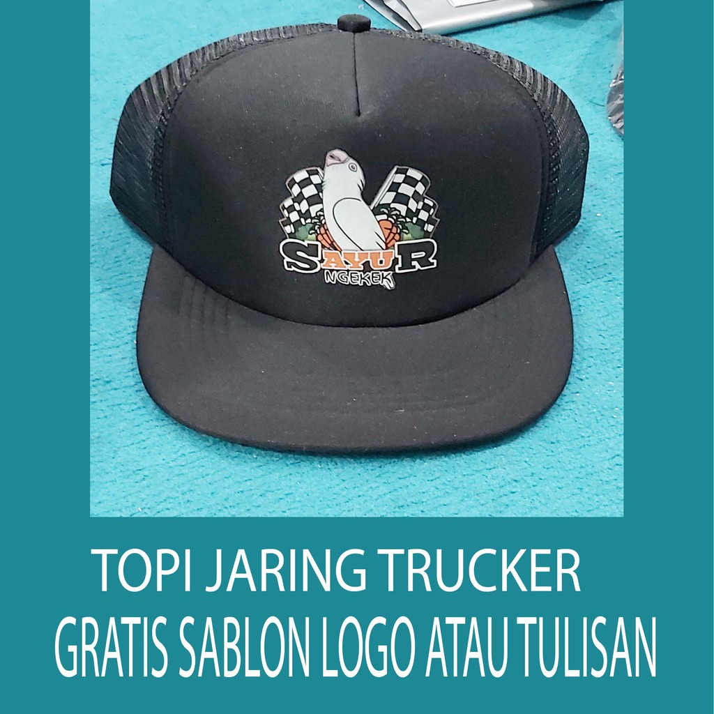 topi custom sablon gambar foto nama topi jaring trucker custom design satuan