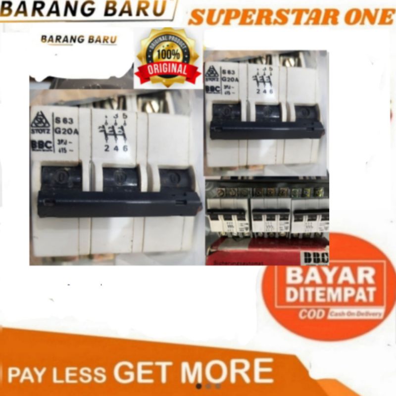 MCB BBC 3PHASE 20A / 10A / 6A Stok Lama