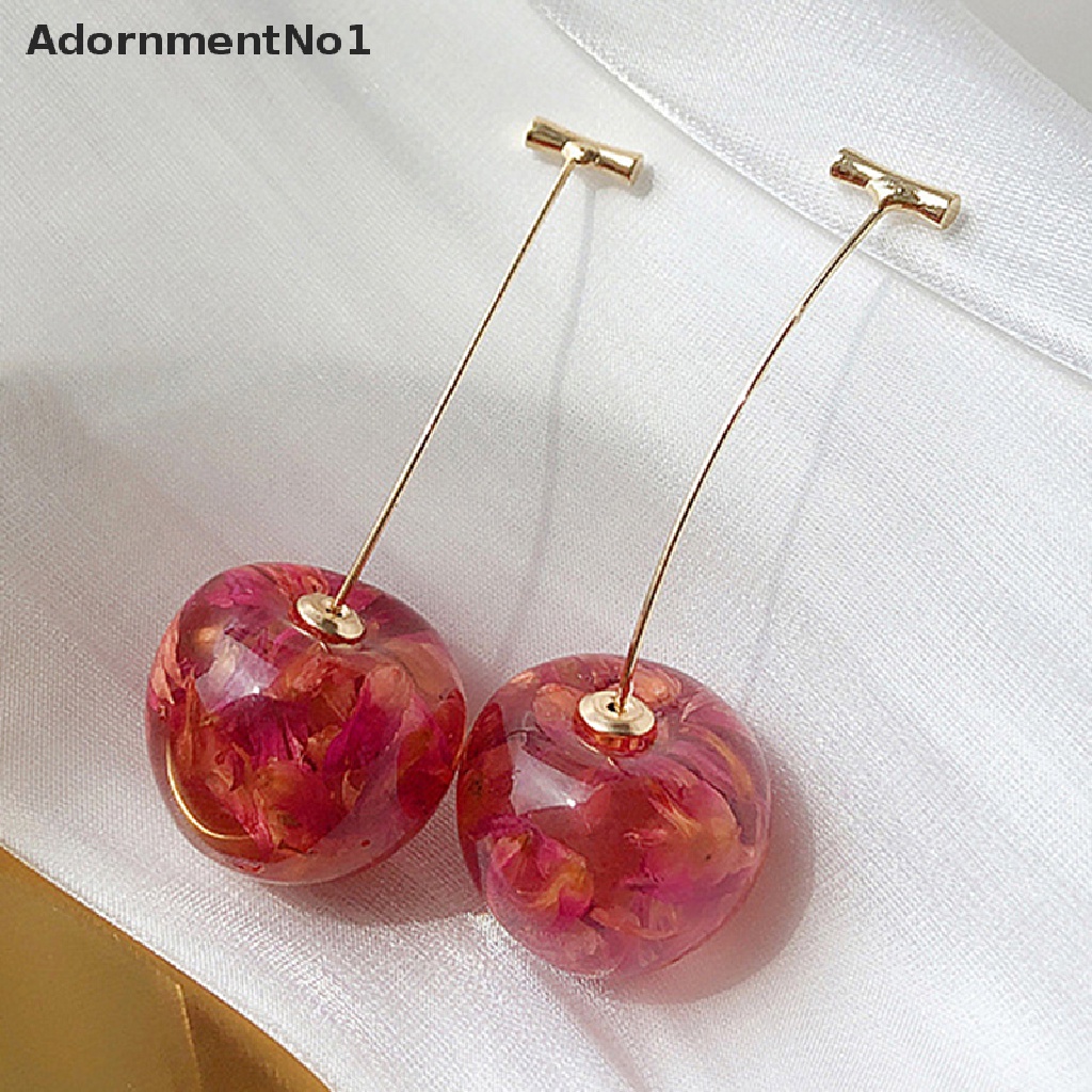 (AdornmentNo1) 1 Pasang Anting Kait Gantung Desain Buah Ceri Gaya Elegan Untuk Wanita