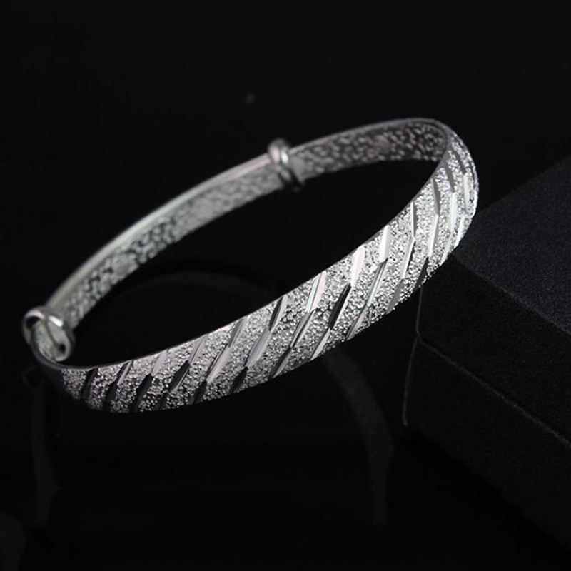 925 gelang perak murni untuk wanita meteor beku gelang mandi dorong-tarik perhiasan