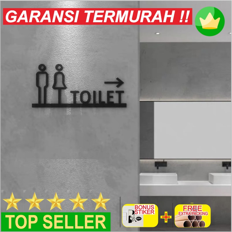 

Murah Sign Toilet Acrylic Stiker Label Penunjuk WC Restroom Modern - Putih Panah Kanan Elegan