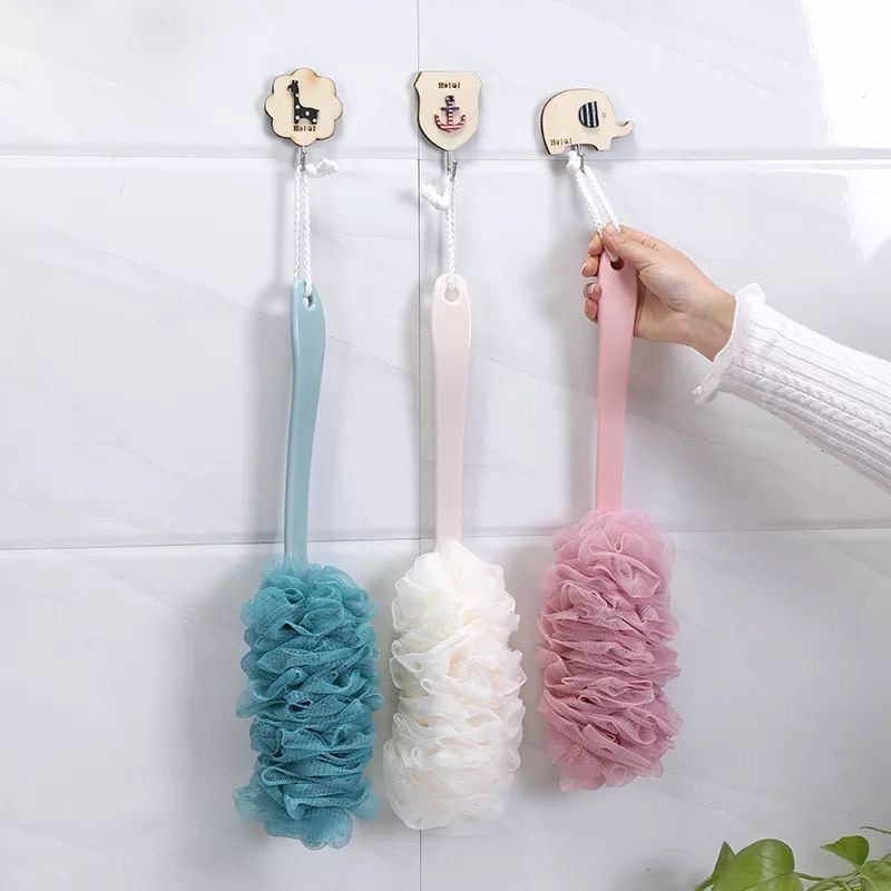 [CLASHOP]2 in 1 Body Bath Brush / Tongkat Sikat Badan Punggung Mandi Spons Puff Gagang Panjang +