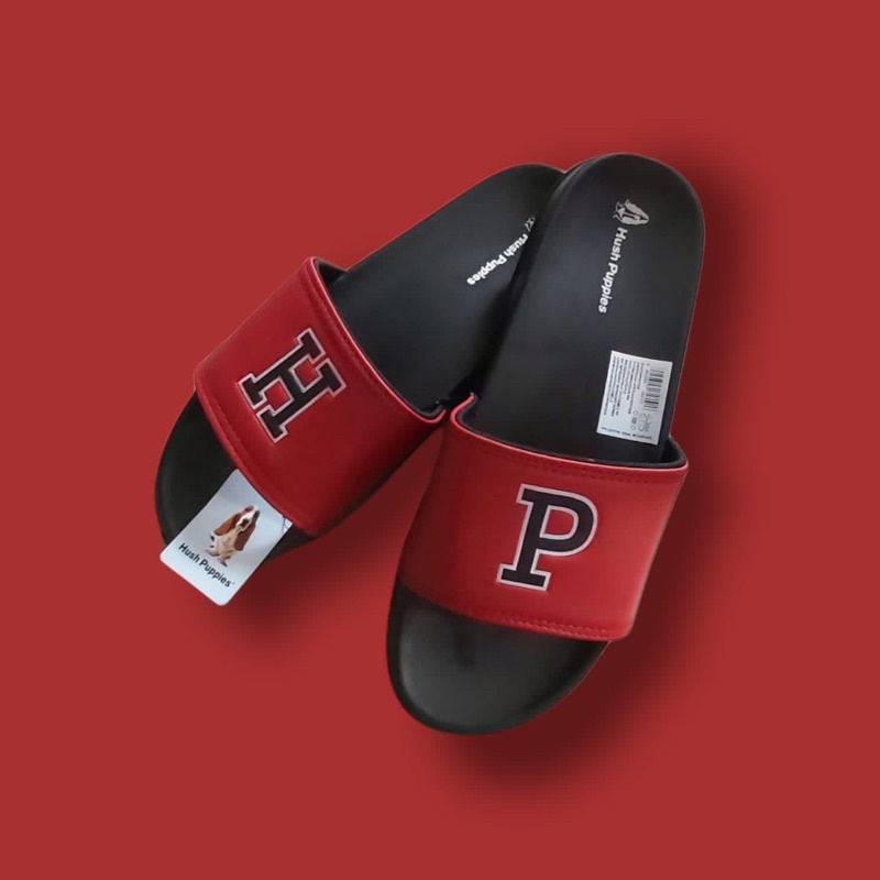 Hush Puppies Merah Logo HP Slippers Sandal Selop Premium / Sandal Slides / Sendal Slop Karet Slip On