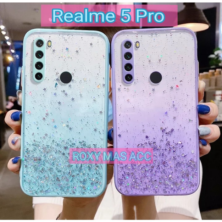SOFTCASE ( REALME 5 PRO ) TERBARU CASE DOVE GLITER FUZE TRANSPARAN DENGAN KAMERA PROTEKSI, SOFTCASE 