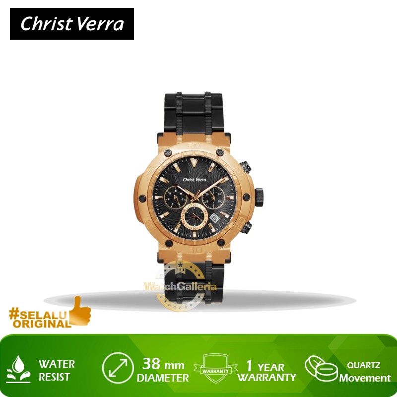 Jam Tangan Christ Verra CV 52283G-18 BLK Original Murah