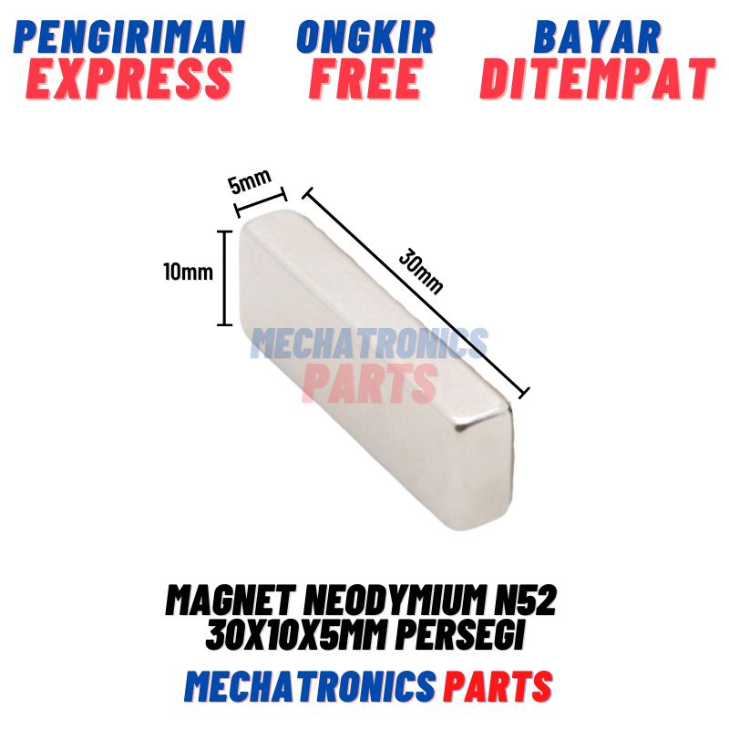 Magnet Neodymium N52 30x10x5mm Persegi