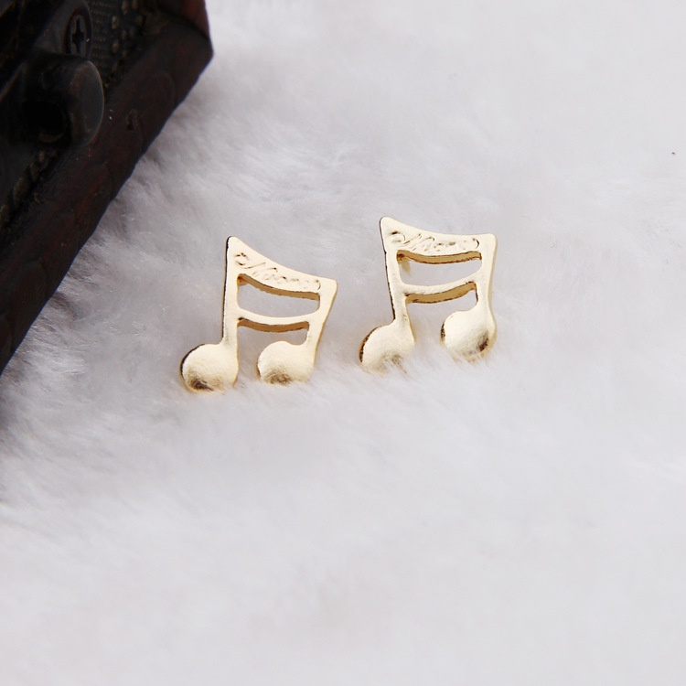 Anting Tusuk Desain Bintang / Not Musik Hias Mutiara / Zircon Untuk Wanita