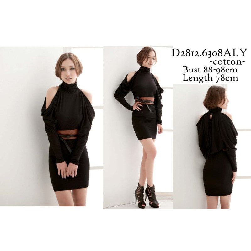korean design black casual glamour dress