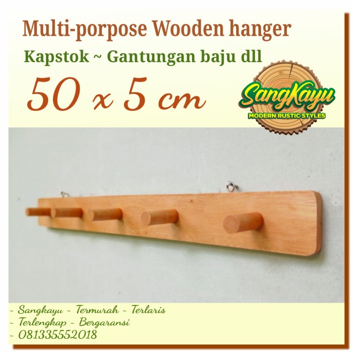 Gantungan baju serbaguna kapstok kayu 50x5 Multi porpose Wooden hanger