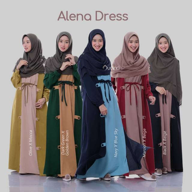 Alena Dress Ori Audina/Gamis Alena Audina/Dress Muslim Audina/Gamis Terkini