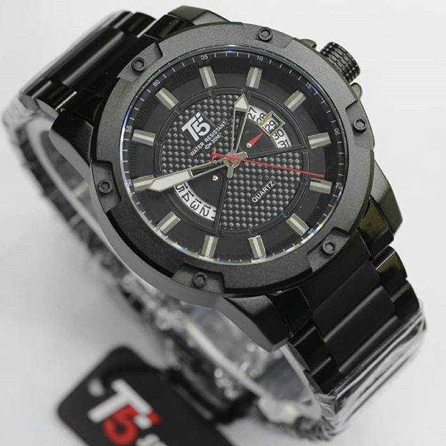 Jam tangan pria T5 h3569g original rantai hitam