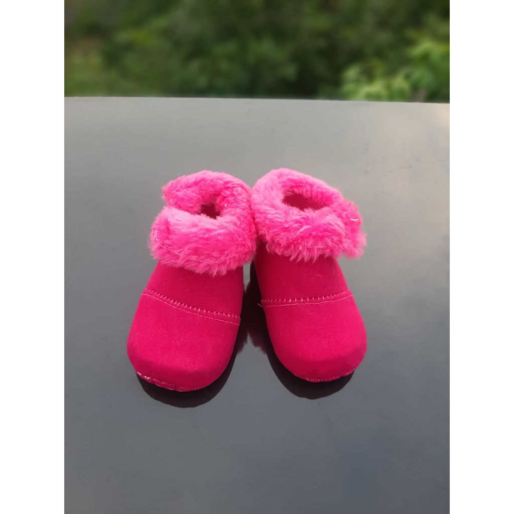 TOKOERS PRP04 Sepatu boot baby bayi new born prewalker anak 1_11 bulan motif bulu bahan lembut