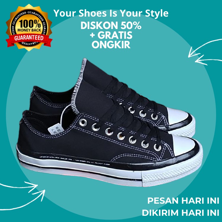 (BISA GRAB) CONVERSE 70S LOW MONCLEAR BLACK WHITE BLACK / CONVERSE 70S LOW ORIGINAL PREMIUM