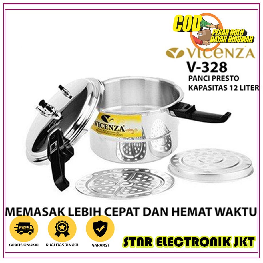 VICENZA : V328 PRESSURE COOKER 28 CM PANCI PRESTO 12 LITER