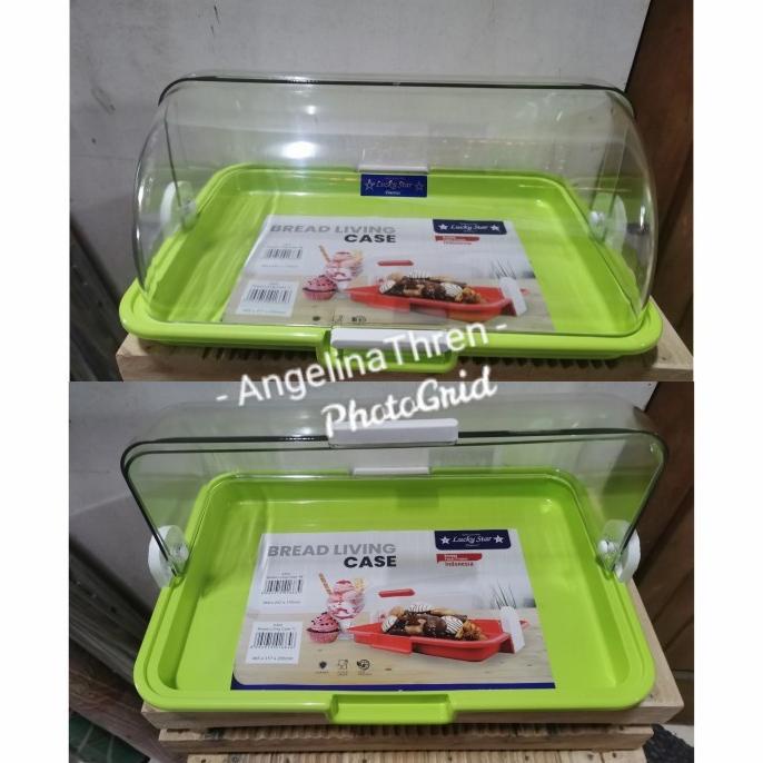 

Bread Living Case Large Luckystar - Tempat Roti Tutup Mika Bening