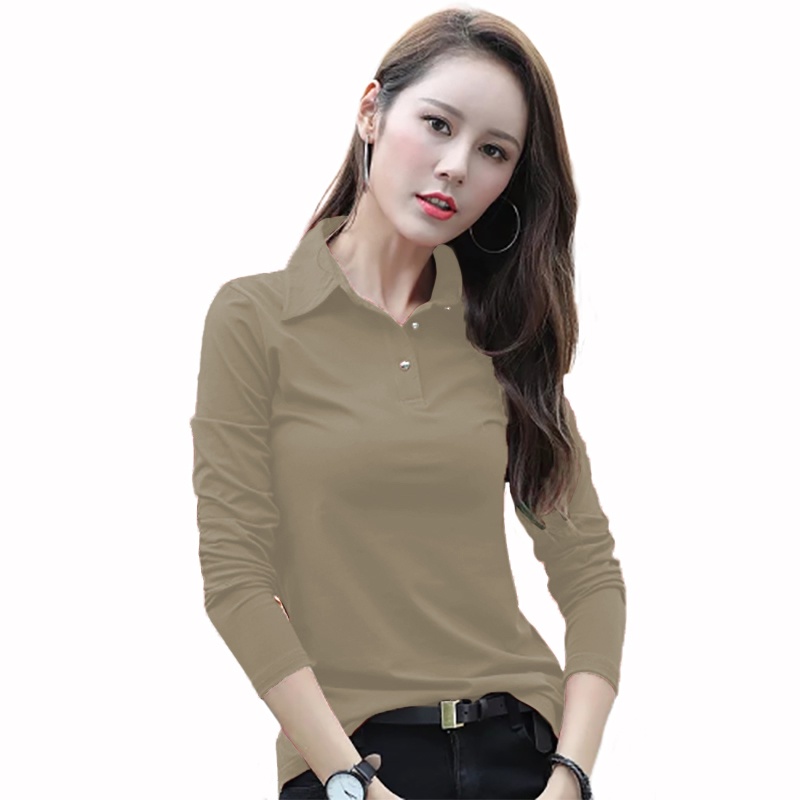 Kaos Lengan Panjang Wanita Gaya Korea  Kerah kemeja - XSHOP Xiaomei