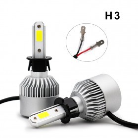 Lampu Mobil LED COB Headlight 8000LM H3 S2 Chip 2 PCS - Silver