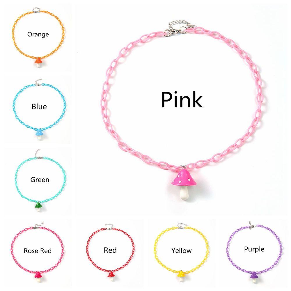 Kalung Jamur LILY Bohemian Beads Chokers Lucu Liar Manis Permen Warna