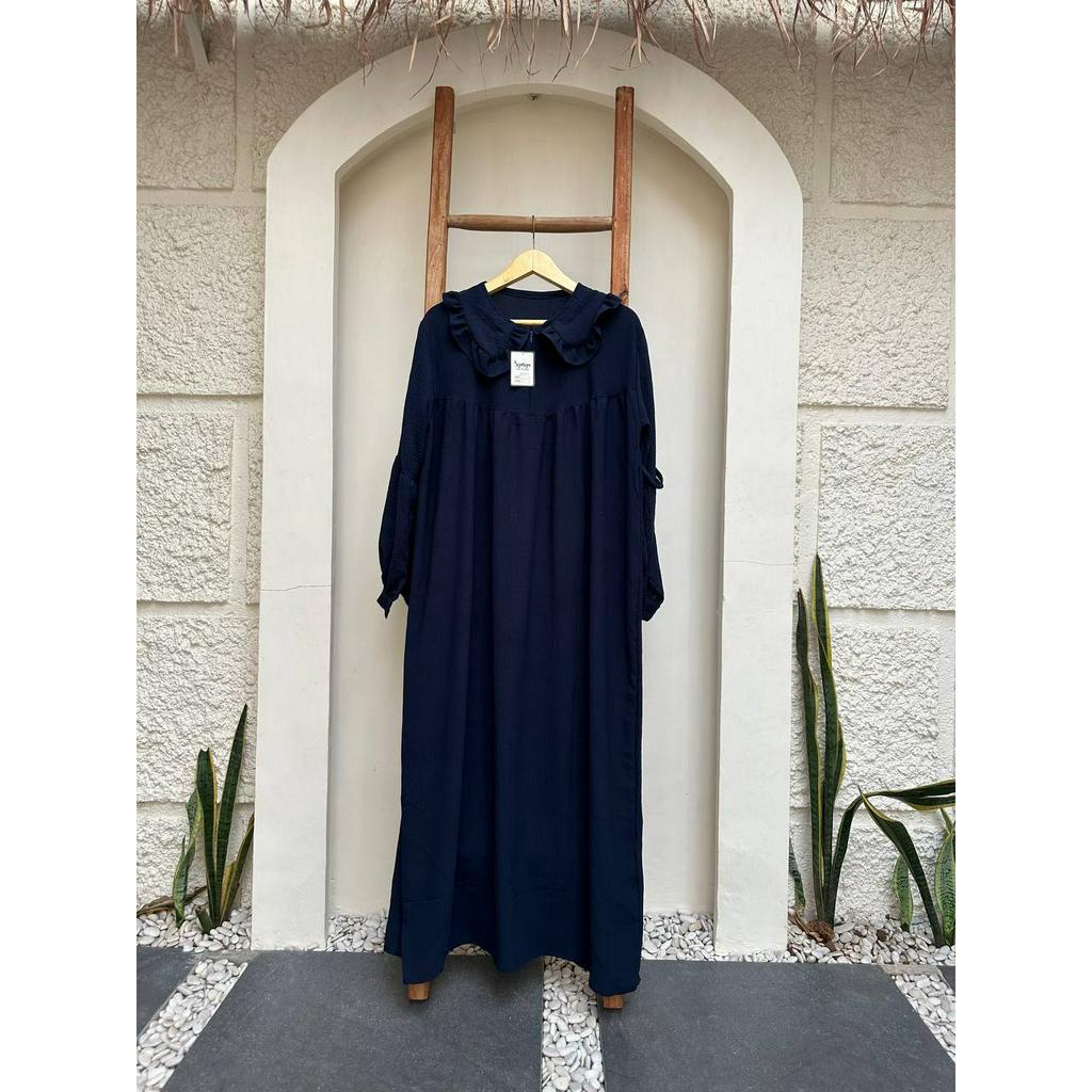 PAKAIAN WANITA AMOFA DRESS JUMBO Bahan crinkle airflow Resleting depan busui Tangan Ld120cm Pb 130cm