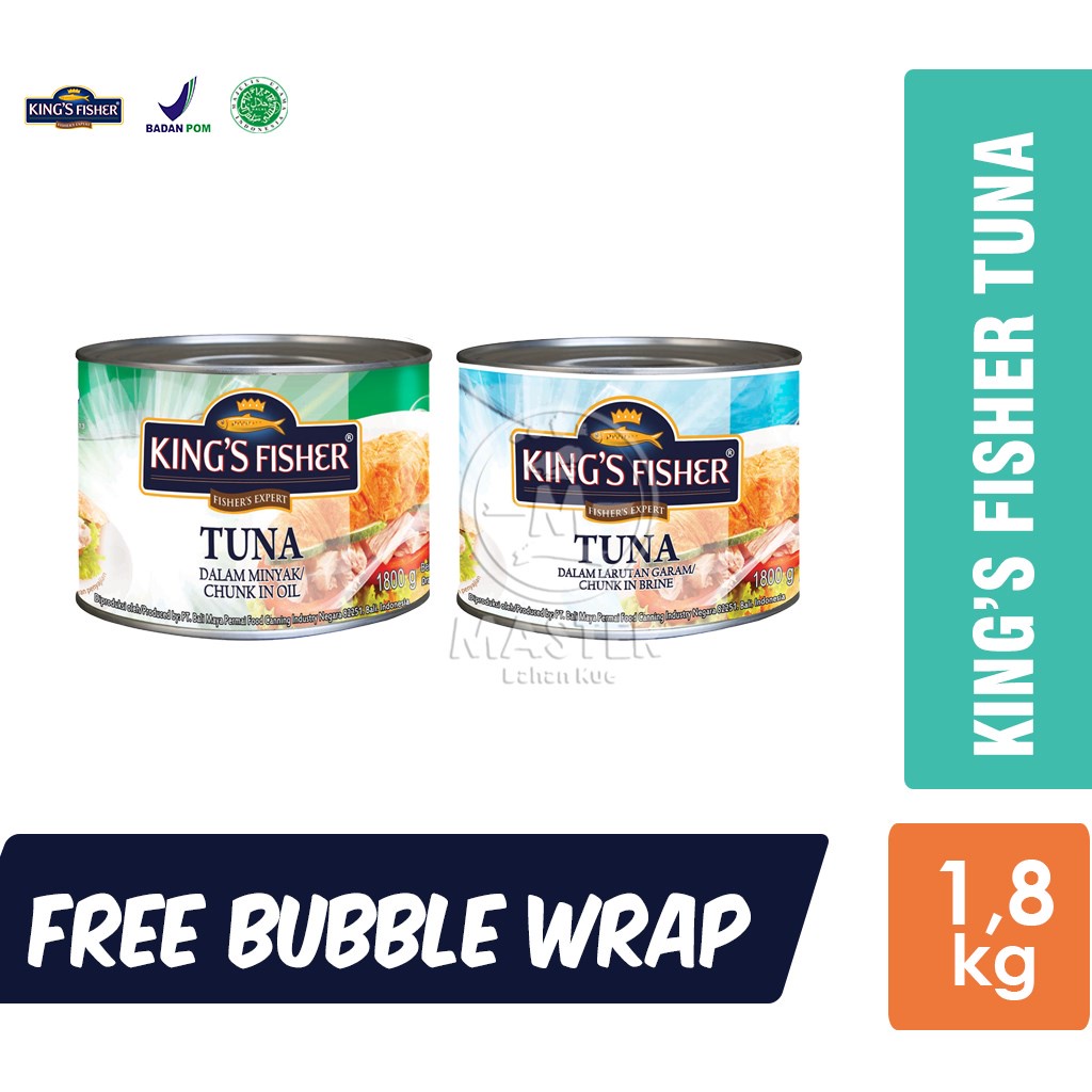 

King's Fisher Tuna dalam Air Garam / Tuna in Brine / Tuna in Oil Daging Tuna Makanan Kaleng [1.8kg]