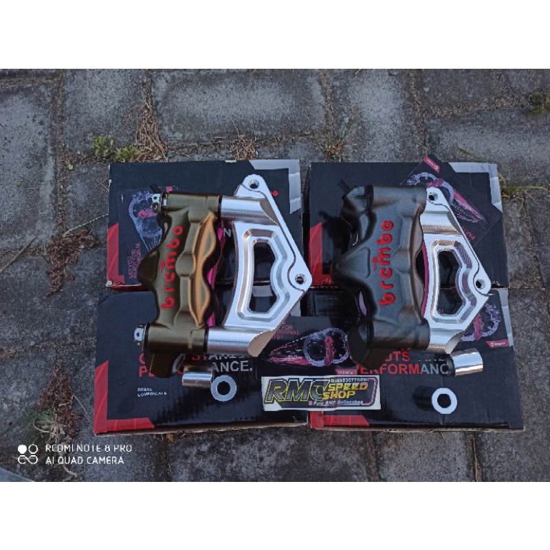 Paket Kaliper Brembo 4 piston Brembo Gp4rx brembo M50 set breket tiger megapro cb 150 r ukuran disc 