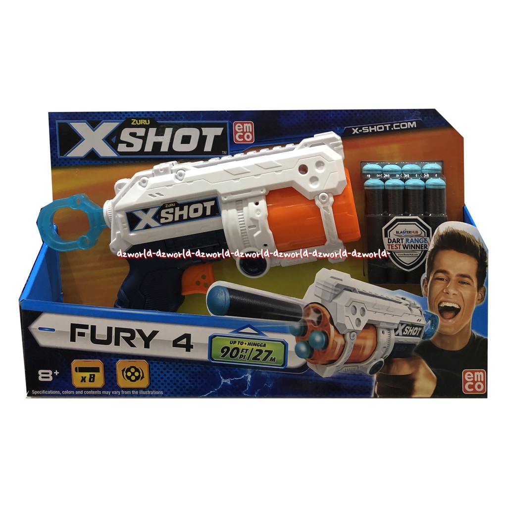 Zuru Xshot Fury 4 Emco Mainan Pistol Gun Warna Putih