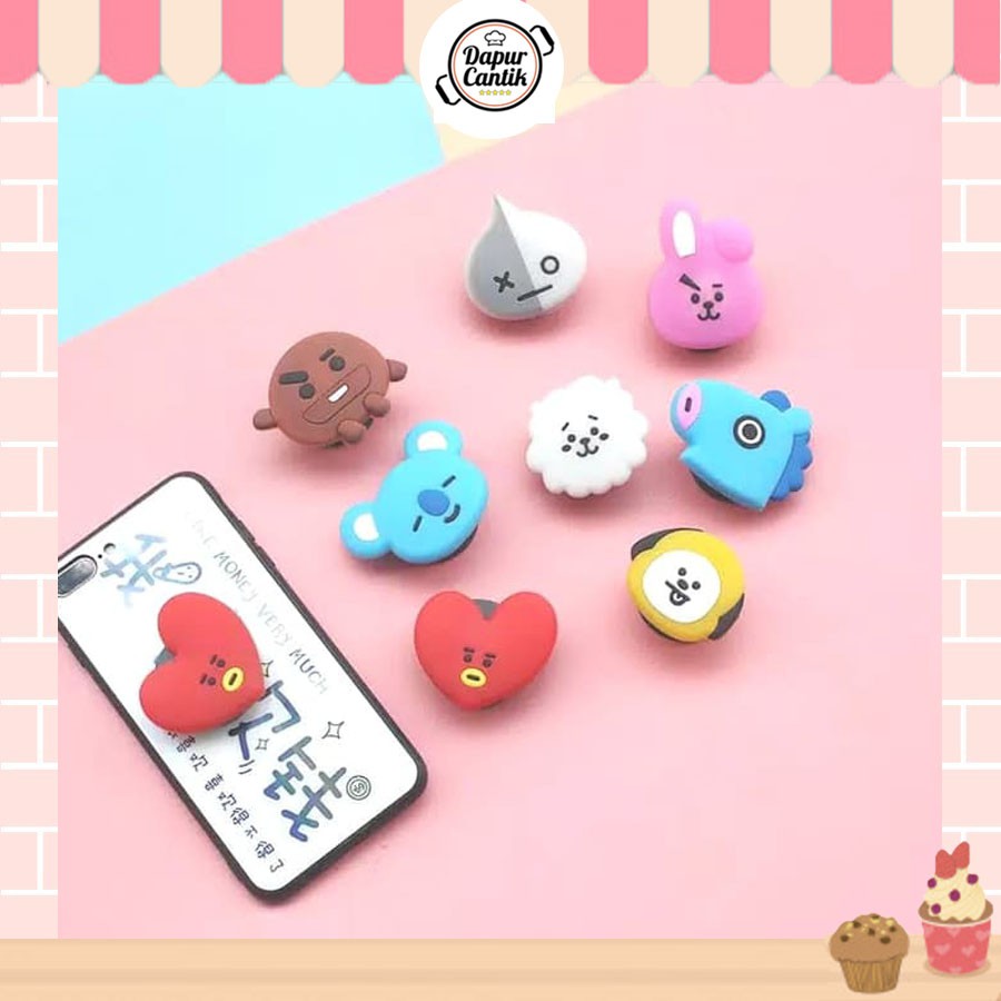 DapurCantik Popsocket BTS LED 3D Karakter KPOP Lampu Pop Socket Phone Holder Cartoon BT21 - POPBT