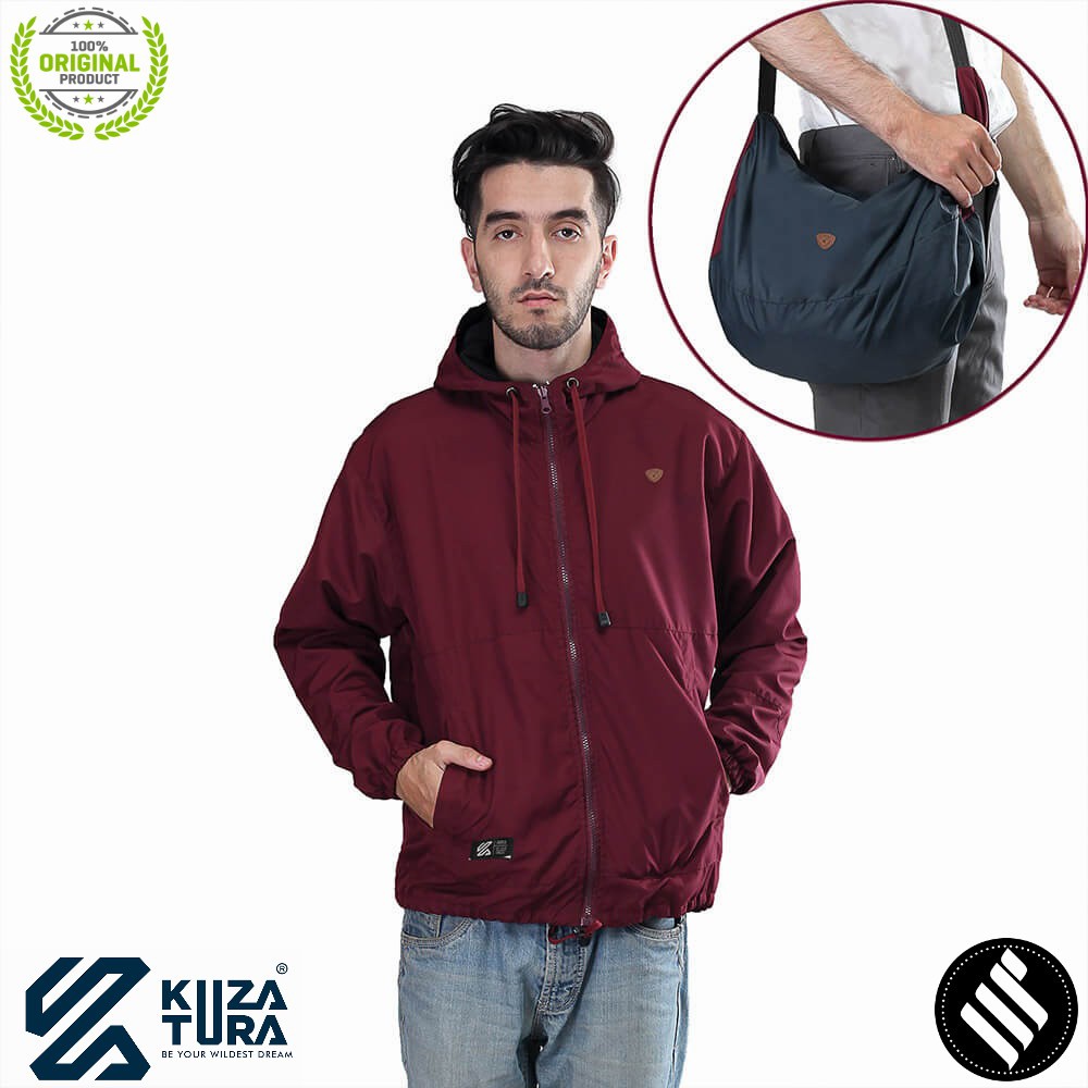 Jaket Pria Unik Bisa Jadi Tas Kuzatura Men Jacket Hoodie Multifungsi
